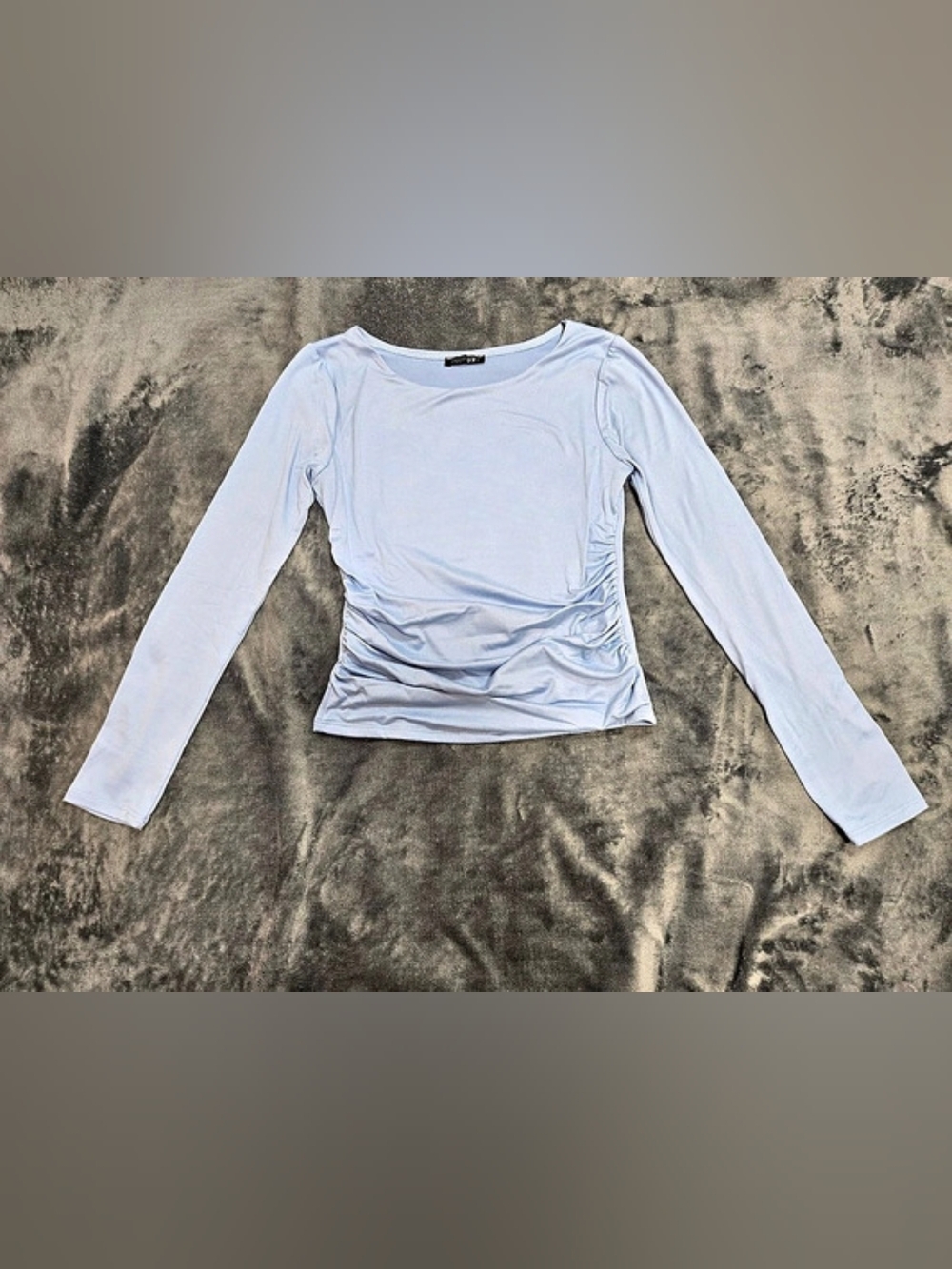 Papermoon Blue Long Sleeve Ruched Top Small
